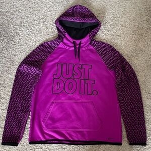 EUC NIKE ”Just Do It” Logo Pullover Polka-Dot Hooded Jacket w/Kangaroo pockets